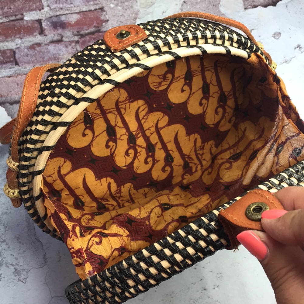 🆕Hawaiian Rattan Crossbody Cloth Lined Purse Bag Travel Vacation - Picture 8 of 10